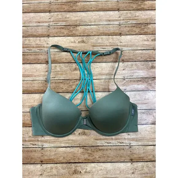 Aerie Sunnie Demi Coverage Lightly Lined Bra Racerback Front Close 34C - Picture 1 of 6